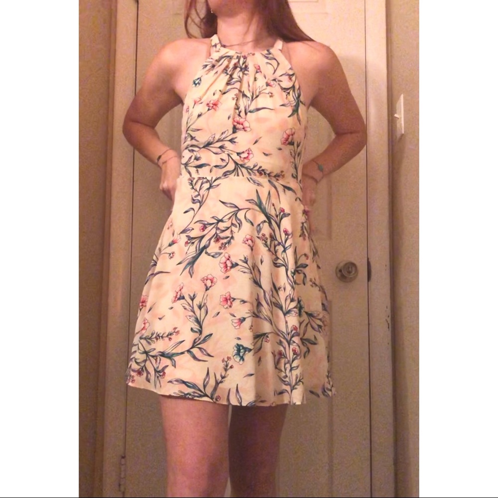 EXPRESS | Floral Fit and flair, halter top, mini dress | size 6